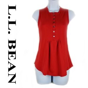 L.L. BEAN - SLEEVELESS PINTUCK BUTTON FRONT TANK